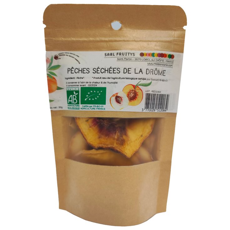 Fruitys Comida liofilizada Fruits Séchés Bio 30 g. Pêche Presentación