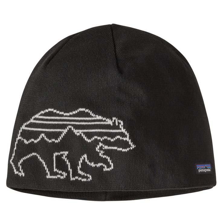 Patagonia Bonnet Beanie Hat Fitz Bear Knit: Black Présentation