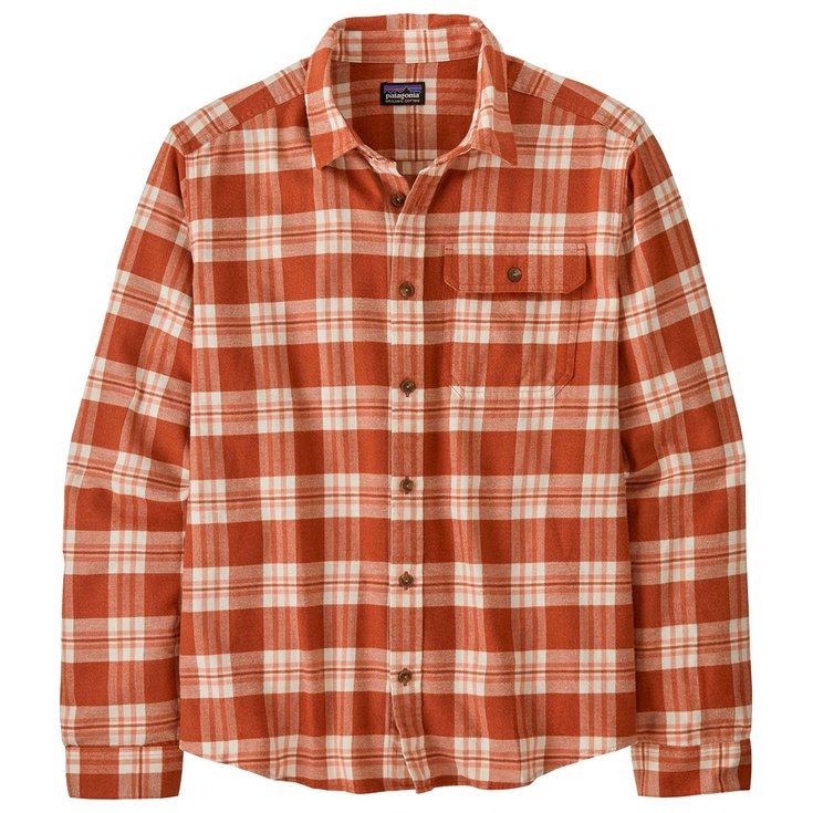 Patagonia Overhemden Men’s Long-Sleeved Cotton in Conversion Lightweight Fjord Flannel Shirt Base Camp Burnished Red Voorstelling