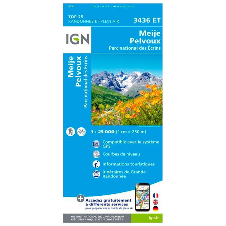 IGN Carte 3436ET Meije, Pelvoux, Parc national des Ecrins Presentazione