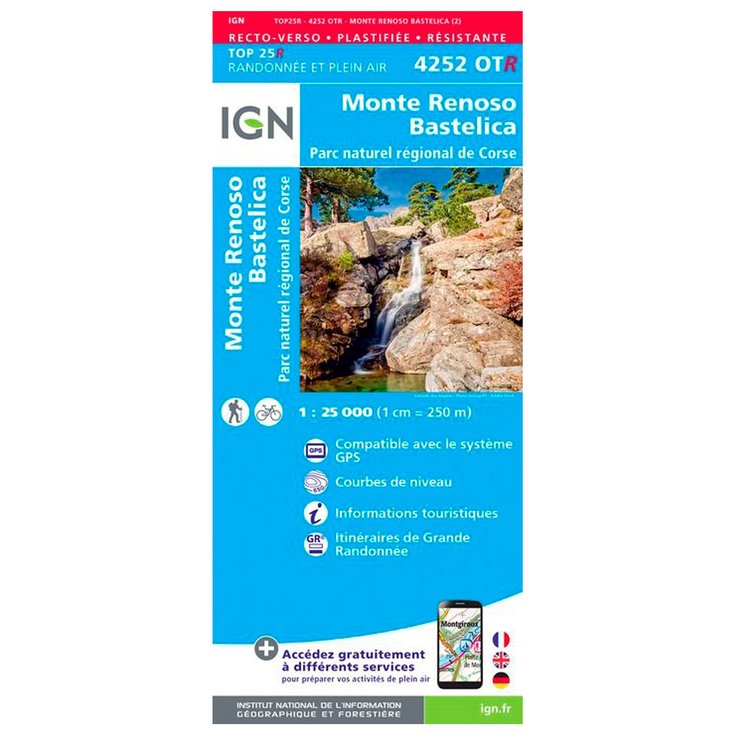 IGN Karte 4252OTR Monte Renoso, Bastelica, Parc naturel régional de Corse - Résistante Präsentation