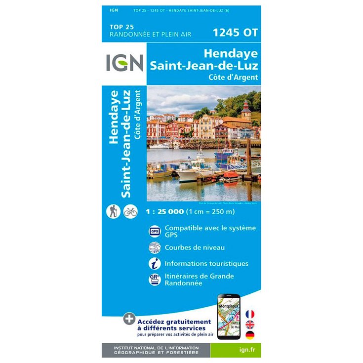 IGN Map 1245OT Hendaye, Saint-Jean-de-Luz, Côte d'Argent - Summer 2024 ...