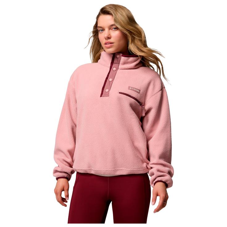 Columbia Fleece Helvetia II Cropped Half Snap Fleece Eraser Pink Fig Rich Wine Präsentation
