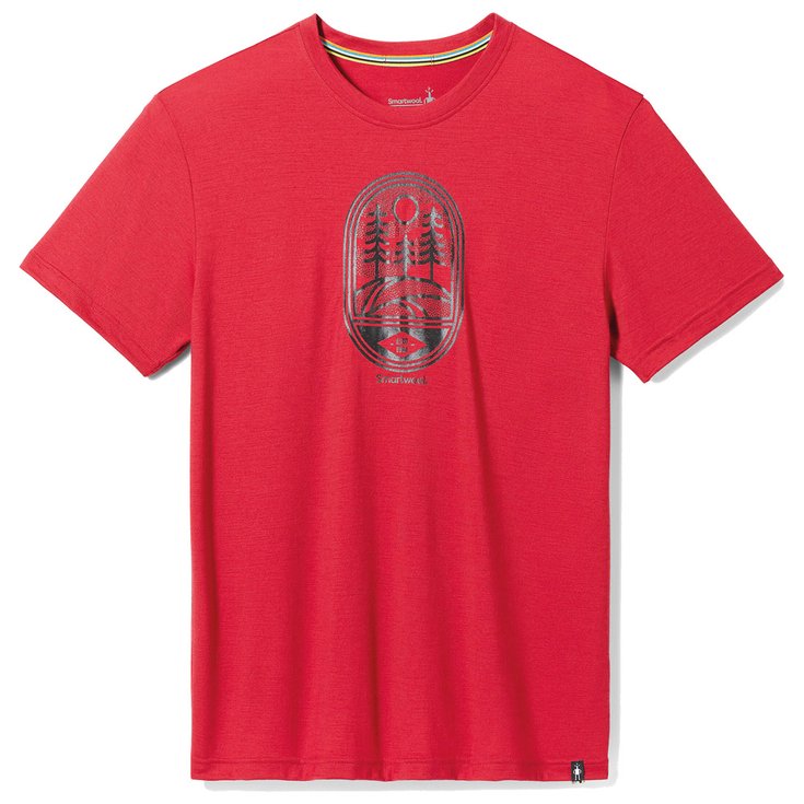 Smartwool Tee-shirt de rando Mountain Trail Graphic Short Sleeve Slim Rythmic Red Presentación