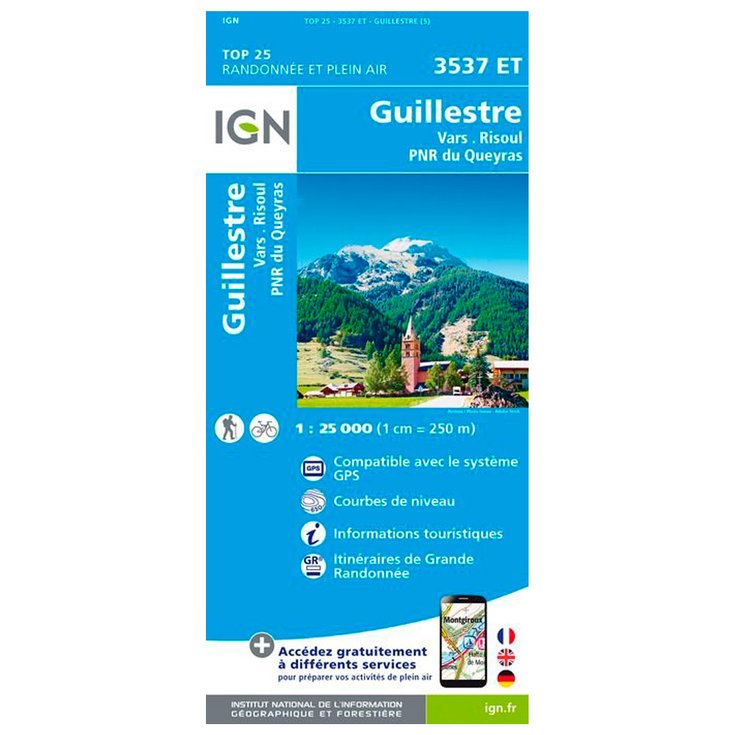 IGN Karte 3537ET Guillestre, Vars, Risoul, PNR du Queyras Präsentation