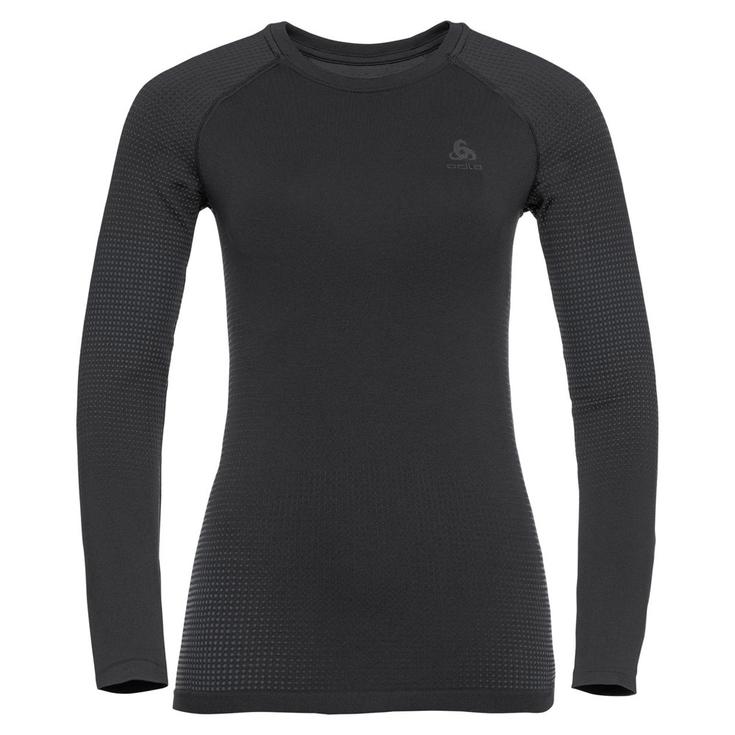 Odlo Technical underwear Performance Warm Eco Top Crew Neck Ls Wmn Black Graphite Grey Black Overview