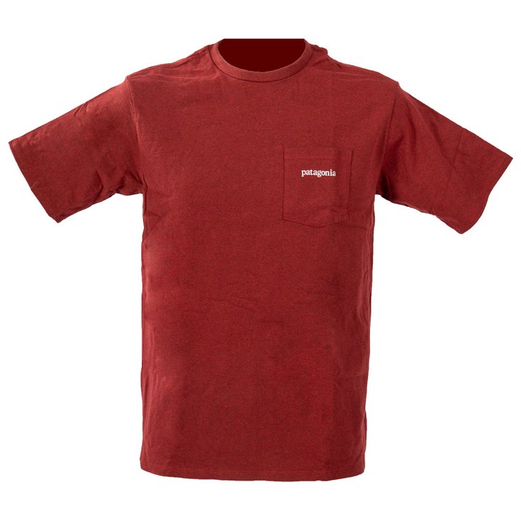 Patagonia T-shirts Line Logo Ridge Pocket Responsibili-Tee Barn Red Voorstelling