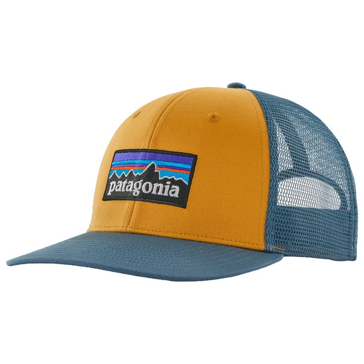 Patagonia Gorra P-6 Logo Trucker Hat Pufferfish Gold Presentación