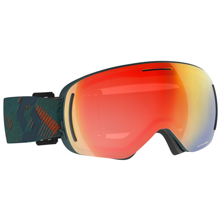 Scott Masque de Ski Lcg Evo Sombre Green Pumpkin Orange Enhancer Red Chrome + Illuminator Blue Chrome Présentation